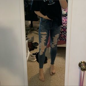american eagle ripped denim jeans